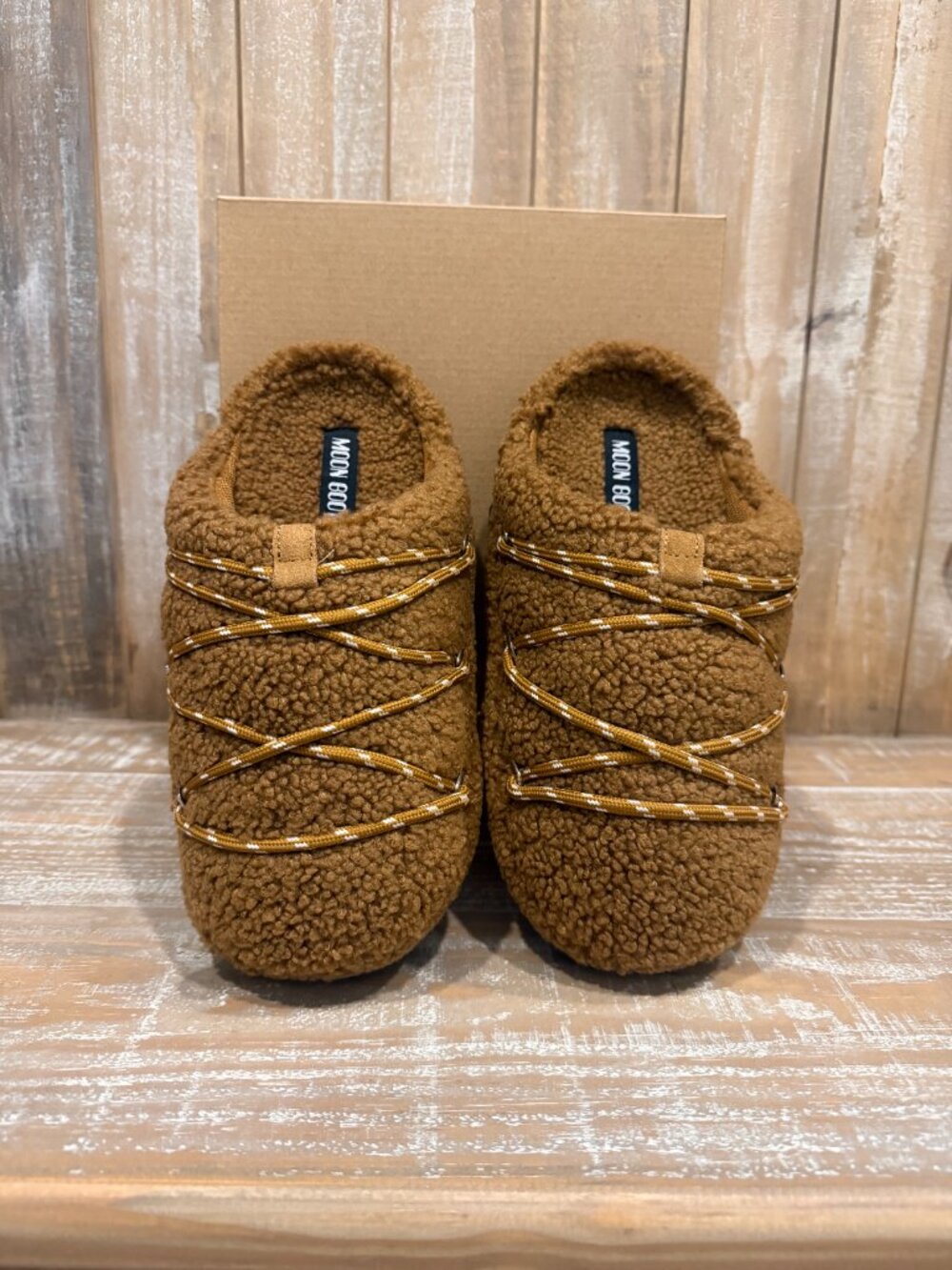 Moon Boot Teddy Slipper Women's 7 Casual Slip On Cozy Indoor Outdoor Brown New